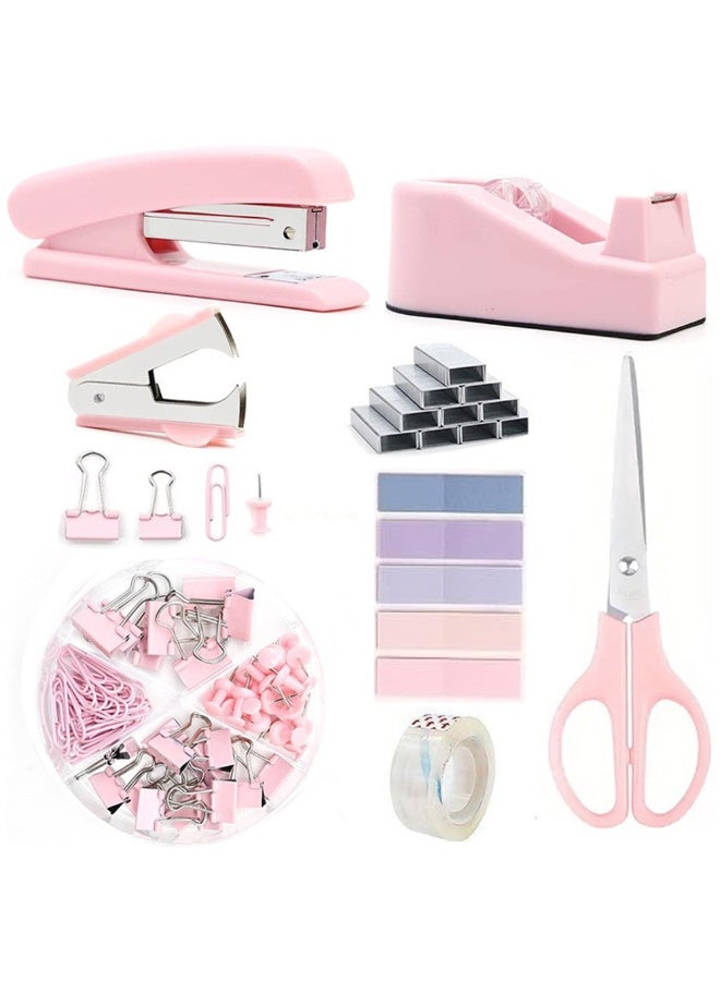 لوازم مكتبية، ملحقات مكتبية، طقم دباسة وموزع شريط لاصق مع دباسة، موزع شريط لاصق، مزيل دبابيس، دبابيس، مشابك، مقص وعلامات تبويب، هدية للطلاب وزملاء العمل